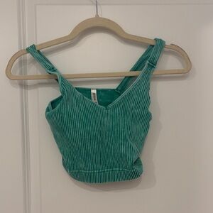 Zenana Outfitters Teal Ribbed V-Neck Bralette